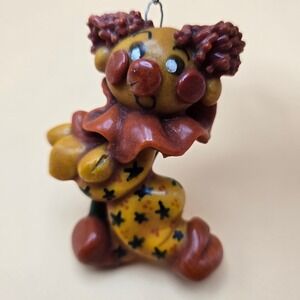 Vintage Clown Ornament Hand Painted Circus Decor Yellow Star Costume Collectible